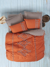 L'essentiel linge de maison Liya - Tile Red Juego de Fundas para Edredón Doble